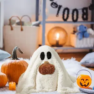 Cute Soft Plush Ghost Pumpkin Halloween Decoration Pillow, Perfect for Birthday Thanksgiving Christmas Party Decor, Suitable for Boys & Girls
