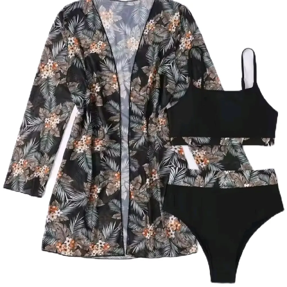Women's Printed 3-Piece Bikini Set | Trendy Summer Swimsuit & Cover-Up