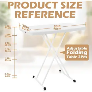 Adjustable Rectangular Dining Table, Small Height Adjustable Folding Table,  Plastic Personal Foldable Tables, Portable Plastic Rectangular Desk for Office, Dorm, Bedroom, Living Room, Camping - Collapsible TV Tray with Metal X Frame