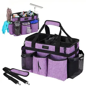 New Large Purple Wearable Cleaning Bag Cleaning Supplies Tote Bag with Adjustable Shoulder Strap and Waist Belt Storage Bag Household Cleaning