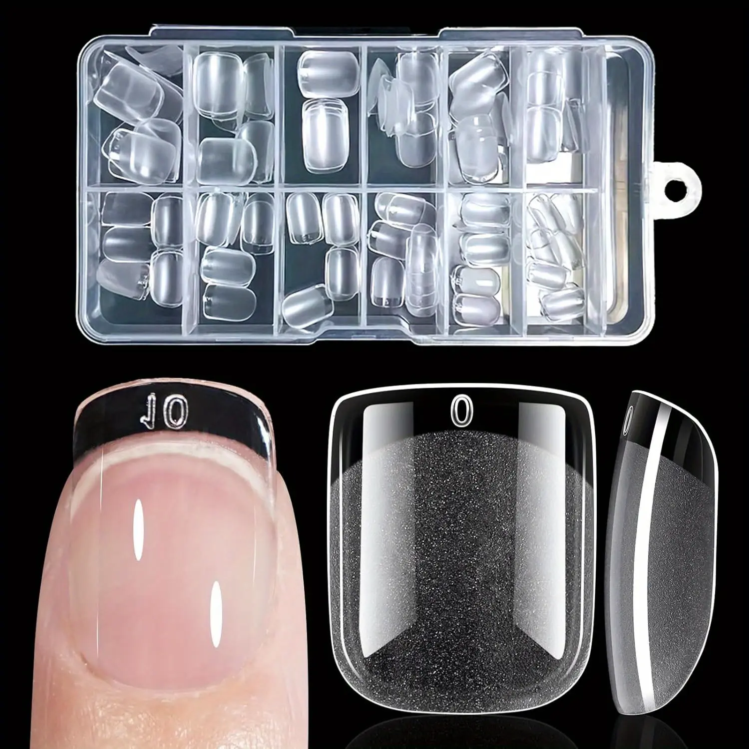 120PCS Extra Short Square Nail Tips Soft Gel Full Cover Half Matte Nail Tips Clear Gelly Pre-Shaped Nail Tips Press On False Nail Tips Extension for Home DIY Manicure Salon 12 Sizes