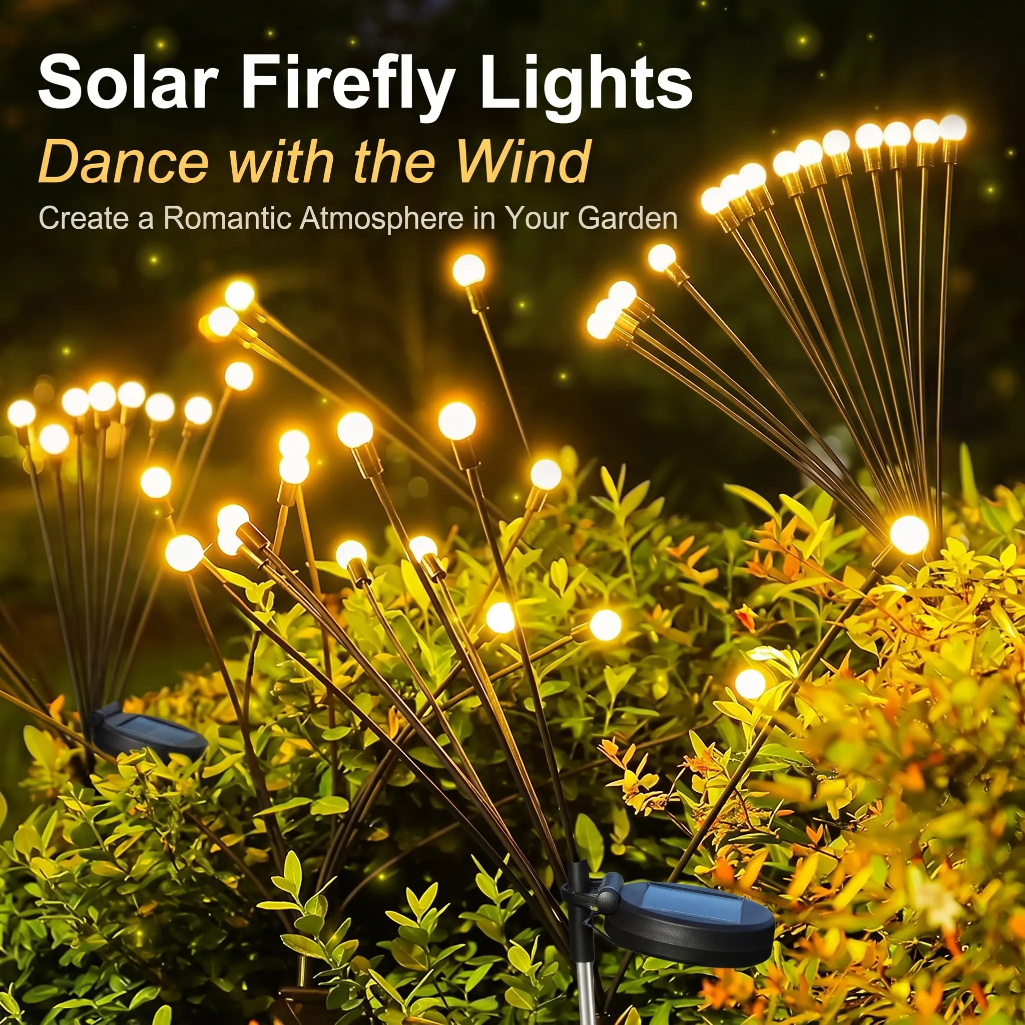 2PC solar outdoor lights, garden lights, outdoor decorative lights, solar swing lights, firefly lights, garden path outdoor decoration, large bulbs solar swing lights, Christmas decoration, Christmas decorations for home, Christmas Navidad lights, Christm