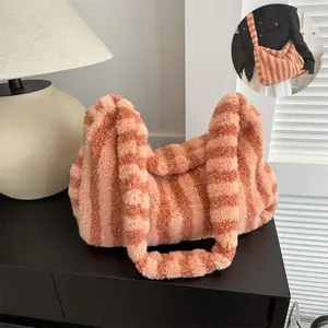 Large Striped Plush Tote