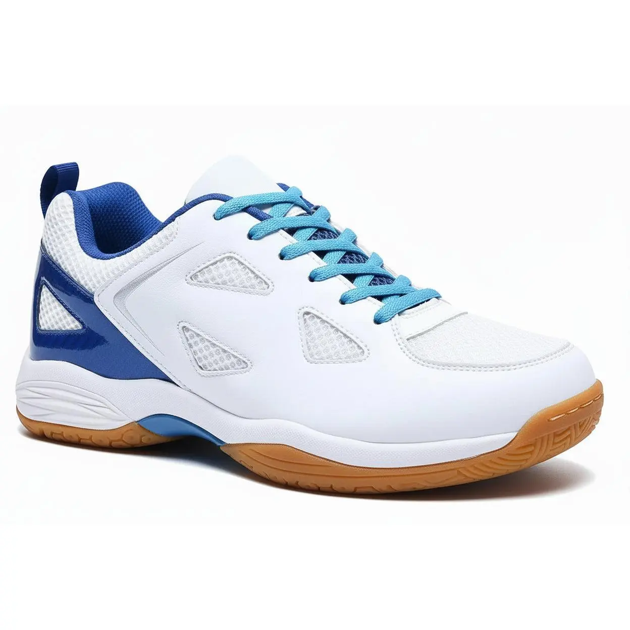Men's Light 22 Lightweight Cushioning Pickleball Court Shoes (White/Blue, 8.5)