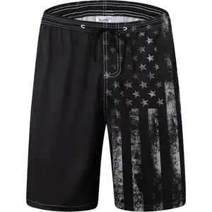Mens Swim Trunks Quick Dry Board Shorts with Mesh Lining, Breathable Fit Print Beach Shorts Swimwear Bathing Suits
