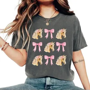 Horse and Pink Bow Coquette Shirt, Pink Bow Shirt, Horse Lover Shirt, Horse Lover Gift, Horse Owner Shirt, Horse Gift, Coquette T-shirt, Soft Girl Era, Coquettecore Horse Mom Tees, Horse Mom Shirt, Gift for Horse Lovers, Cowgirl Shirt, Women Shirt