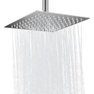 Rain Shower  10'' High  Square Rainfall Shower  Stainless Steel Ultra Thin Wateall Bathroom Showerhead  Covering Ceiling Mounted (Brushed nickel)