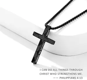 Soccer Bible Verse Cross Necklace for Boys Men 316L Stainless Steel Chain Pendant Religious Christian First Communion Confirmation Jewelry Graduation Christmas Gift