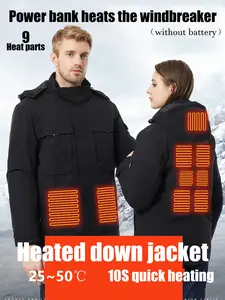 Men's Winter Heated Charging Jacket, Windproof Ski Coat, 9 Heating Zones, Waterproof, Fitted, Outdoor & Daily Use, Fall & Winter
