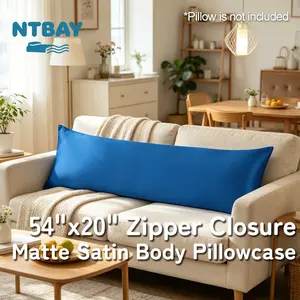 NTBAY Zippered Satin Body Pillow Pillowcase, Silky Slip Cooling Body Pillow Cover, Long Side Hidden Zipper