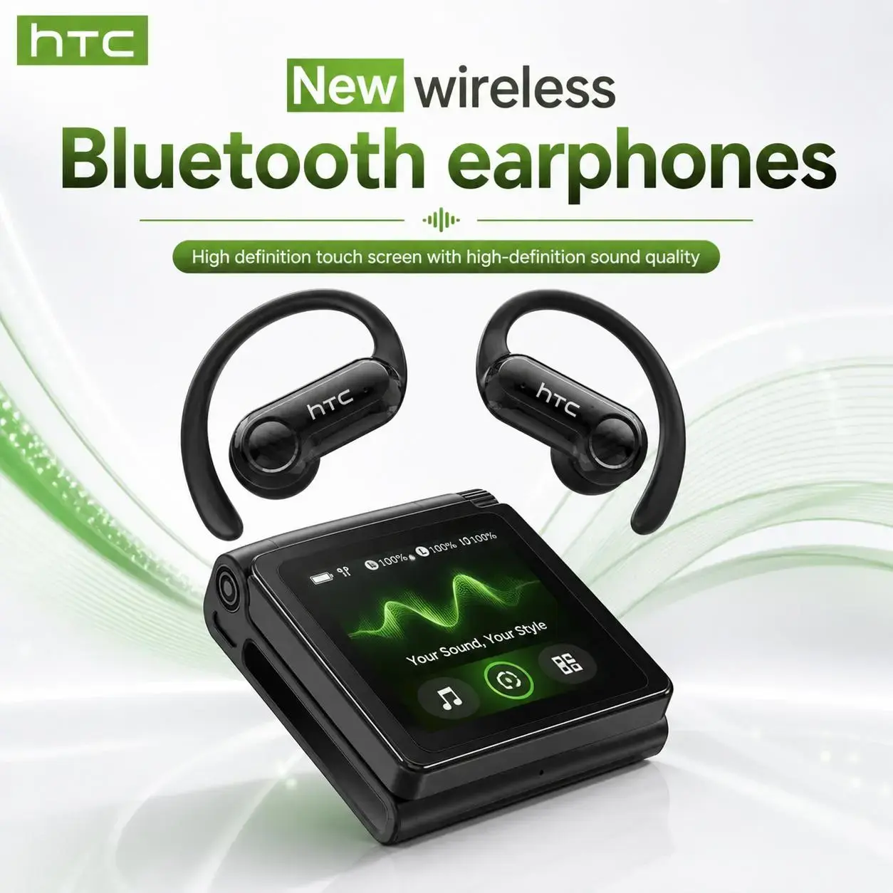 hTC NE80 Bluetooth Kopfhorer mit Doppelklapp Designund Gerauschisolierung, kabellose Ohrhorer mit Bluetooth6.0, Spielzeit ca. 8 Std., wasser und schweiBfest, ideal alsReisegadget und elektronisches Geschenk fur Manner undFrauen
