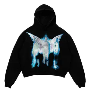 Celestial Winged Figures Printed Unisex Casual Hoodie - Solid Cotton Collection Eco-Friendly Hot Stamping Man's Best Hoo Hoodied Ultra-Soft Cotton Sweaters