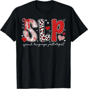 100% Cotton Speech Language Pathologist Valentines Day SLP Therapy T-Shirt
