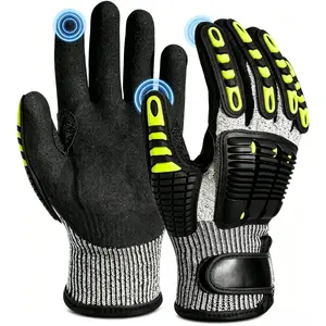 Impact Reducing Work Gloves For Men - ANSI Cut Level A5 With TPR Knuckle Guards & Shock Absorption, Nitrile Coated Palm For Maximum Grip, Heavy Duty For Construction, Warehouse, Auto Repair