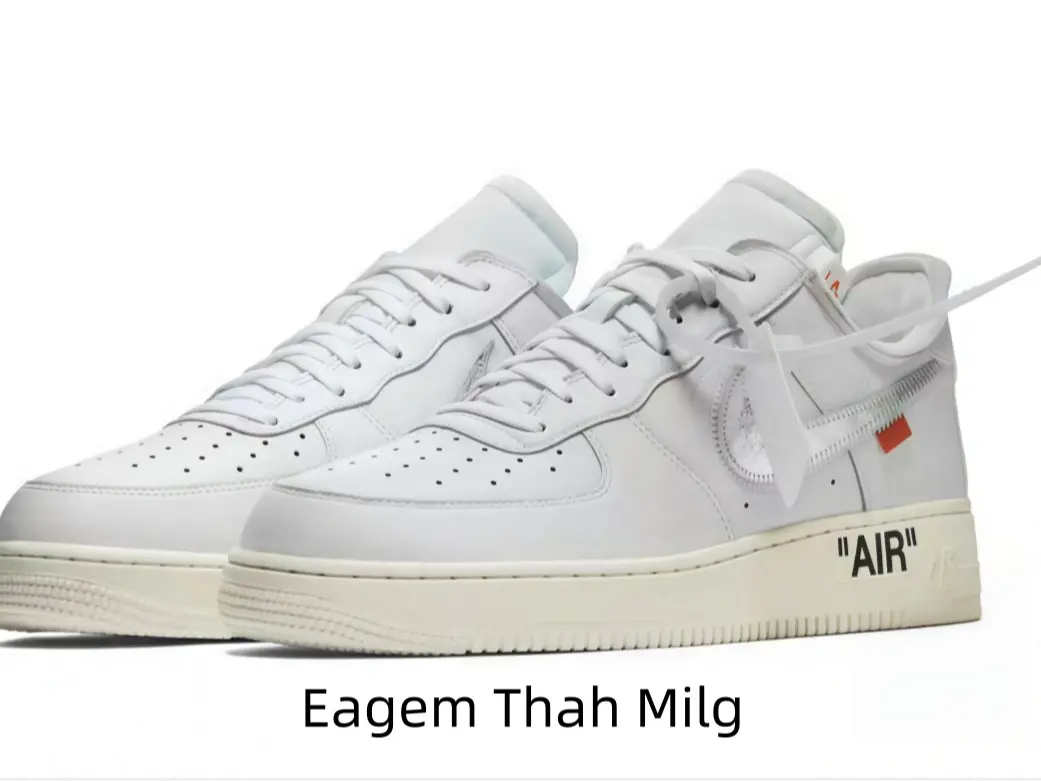 Trendy monochrome off-white leather sneakers adopt classic low-top silhouette, clean white woven laces and unique exposed side tag design, thick cream rubber sole delivers soft cushion for all-day walking comfort