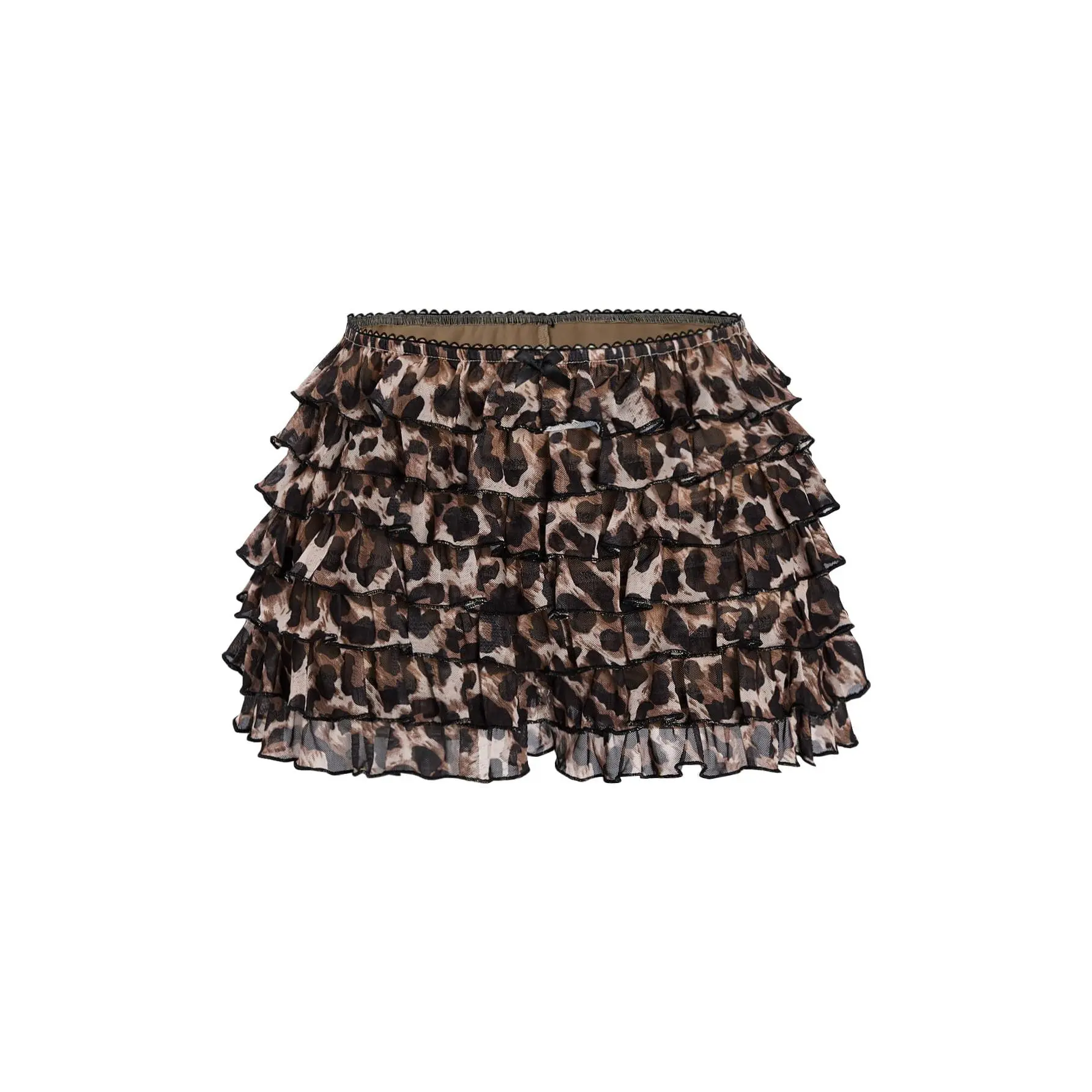 Y2K Cheetah Bloomers Tiered Layered Micro Shorts Summer Elastic Waist Ruffle Shorts,back to school shopping