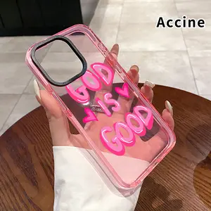 Phone case for iPhone 17 16 Pro Max 15 Plus 14 13 12 11 Air Divine Love Message Non-Yellowing Silicone Transparent Drop Protective Cover