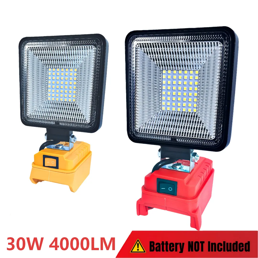 High-Lumen Cordless LED Work Light for Dewalt 20/18v Battery,Milwaukee 18v Battery,30w 4000lumens Battery Powered Work Lights for Battery, Portable LED Light with Two USB Charging Port for Workshop, Outdoor, Emergencies
