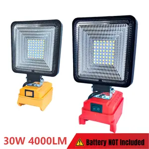 High-Lumen Cordless LED Work Light for Dewalt 20/18v Battery,Milwaukee 18v Battery,30w 4000lumens Battery Powered Work Lights for Battery, Portable LED Light with Two USB Charging Port for Workshop, Outdoor, Emergencies