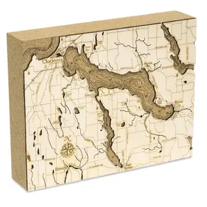 Lake Charlevoix, Michigan Topographic Cork Decoration