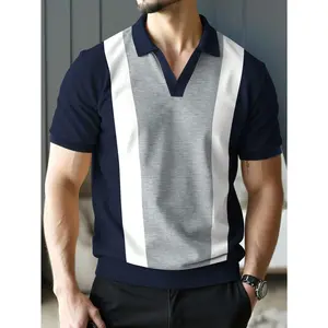 Men Casual Commute Short Sleeve Colorblock Polo Shirt, For Golf