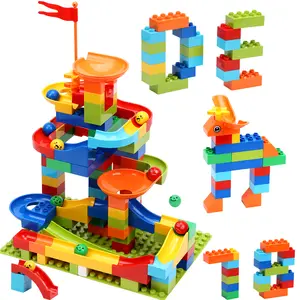 COUOMOXA Marble Run Building Blocks: Compatible Classic Large Blocks Maze Track Sets - Big Blocks Educational STEM  for Toddlers - Birthday Toys Gifts for 2 3 4 5 6 7 8 Year Old Boys & Girls