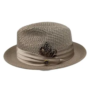 Men's Sage Mesh Fedora Hat - Montique Pinch Crown Fedora