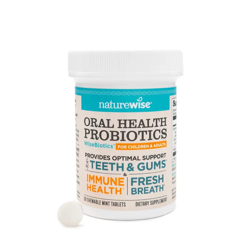 NatureWise Oral Probiotics - Chewable Probiotic for Fresh Breath - Clean, Gluten Free, Sugar Free, Natural Mint Flavor, Non-GMO, 3rd-Party Tested Oral Probiotic Supplement - USA Manufactured