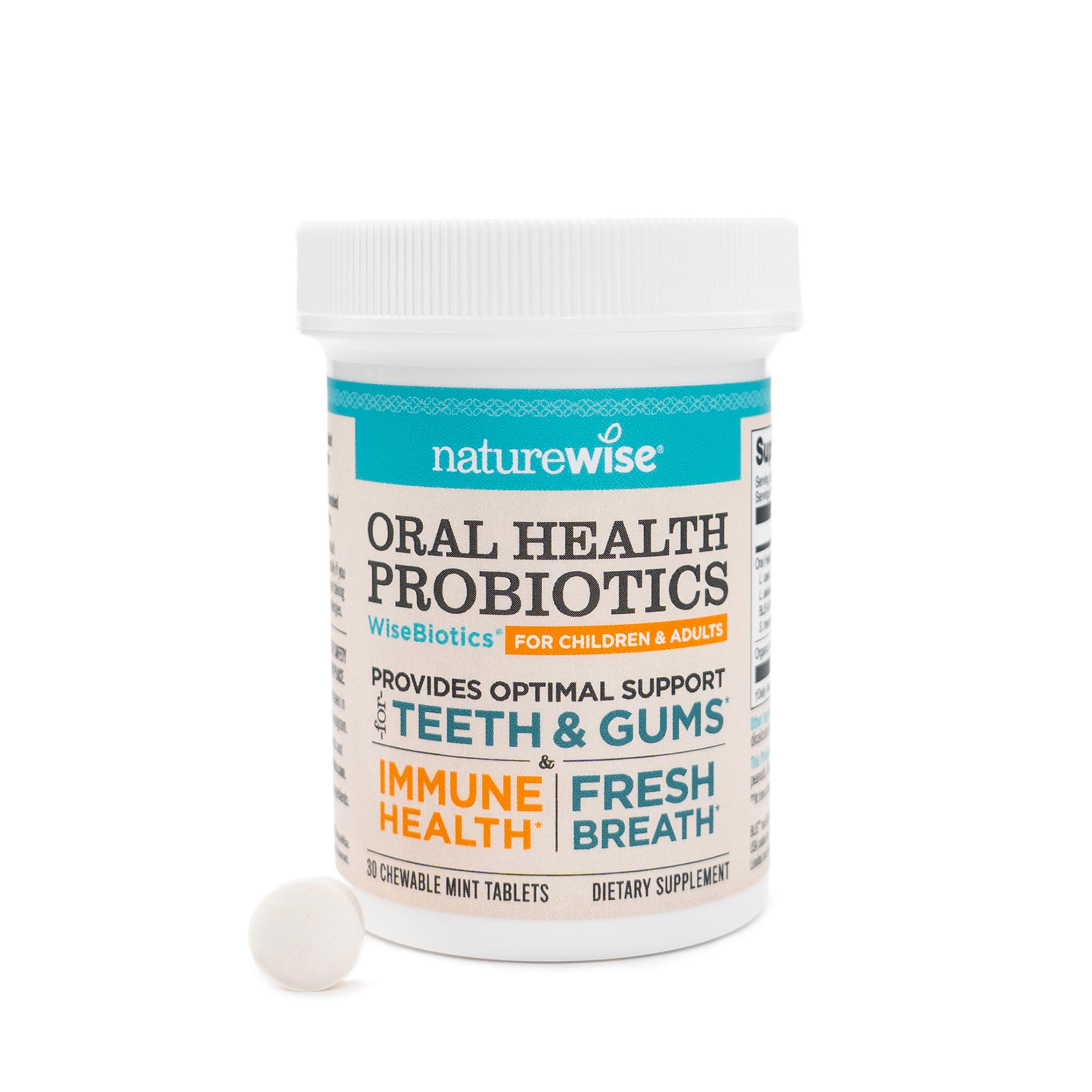 NatureWise Oral Probiotics - Chewable Probiotic for Fresh Breath - Clean, Gluten Free, Sugar Free, Natural Mint Flavor, Non-GMO, 3rd-Party Tested Oral Probiotic Supplement - USA Manufactured