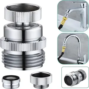 Faucet Adapter with Aerator, Sink to Garden Hose Adapter, for Kitchen and Bathroom, hose attachment sink，3/4" GHT Thread Chrome.