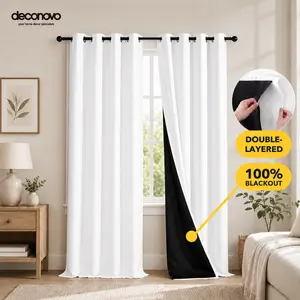 Deconovo 100% Blackout Curtains (2 Panels) - Thermal Insulated, Soundproof, Heavy-Duty, Cold-Proof Drapes for Living Room & Bedroom