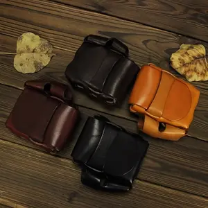 Vintage Handmade Vegetable Tanned Leather Men'S Cigarette Box, Portable First Layer Cowhide Wearable Belt Cigarette Box