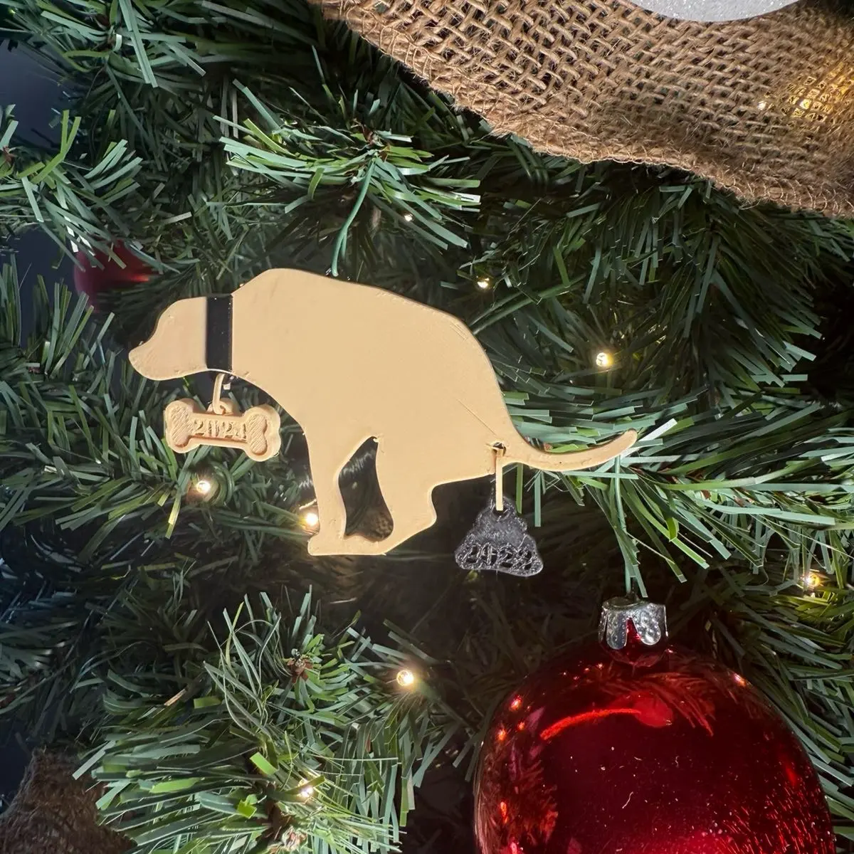 Funny Dog Pooping Christmas Ornament - Festive Home Decor
