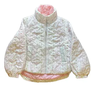 J. NNA Floral Print Jacket - Quilted Design with Pink Lining and Zip Closure for Comfort