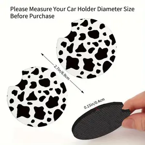 2pcs Cow patterned car coasters, household desktop water cup coasters, car coasters, Car Accessories, universal for car models