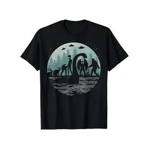 180gMen's Loch Ness Monster, Mothman & Aliens Cryptid T-Shirt - -Like Silhouettes Wi