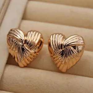 18K Gold Plated 3D Swirl Heart Stud Earrings for Women, Hypoallergenic Chunky Lightweight Earring, Elegant Studs Earrings, Statement Jewelry Lover Mother Friends Valentine's Day Gifts Party Fashion