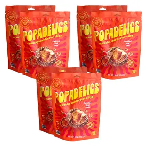Popadelics Crunchy Mushroom Chips Twisted Thai Chili Shiitake Mushroom Crisps, Lightly Cooked and Seasoned, Vegan Chips, Vegan Snacks, Vegan Food, 1.4 oz ea (6 Count)