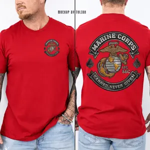 USMC Marine Corps Earned Never Given T-Shirt, Semper Fi Veteran Graphic Tee, Military Pride Patriotic Shirt