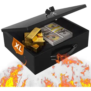 Fireproof Document Box, Fire Resistant Safe Box with Key Lock for , Portable Fireproof Lock Box for Personal Items, Passport, , Tablet, X Large 13.2" x 11" x 4.13"