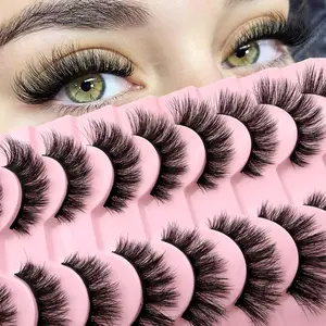 10 Pairs 3D Fluffy False Eyelashes - Dramatic Messy Style, Thick Lashes, Lightweight Soft Faux Mink, Natural for Daily Makeup, Cosmetic, Fluffy Volume Eyelashes