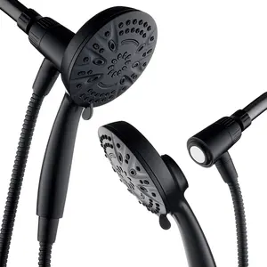 New Magnetic Guidance Docking System - High-Pressure 8-setting Handheld Shower Head with Giant 5 inch Face, Magnetic Bracket, Extra-long 72 inch Stainless Steel Hose/Matte Black Finish