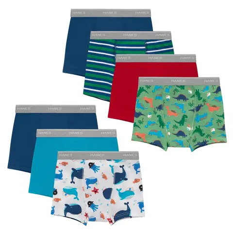 Hanes Toddler Boys' Underwear Boxer Brief Potty Trainers, 7-Pack, Cotton Stretch Assorted