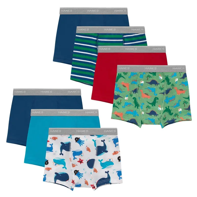 Hanes Toddler Boys' Underwear Boxer Brief Potty Trainers, 7-Pack, Cotton Stretch Assorted