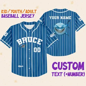 Personalize Finding Nemo Bruce Blue Shark Jersey  Custom   Jersey  Finding Nemo Baseball Jersey  Gift For Fan