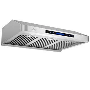 Awoco 1000CFM Supreme 7” High Under Cabinet High Stainless Steel Range Hood, 4 Speeds, 8” Round Top Vent, with Remote Control, RH-S10-S