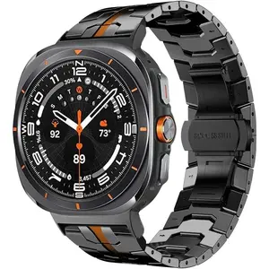 Compatible with 2024 Samsung Galaxy Watch 7 Ultra Band 47mm, Robust Men Stainless Steel Replacement Link Metal Bracelet