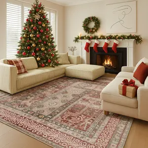 MUGORN Modern Floral Print Area Rug – Soft Low-Pile Machine-Washable Printed Rug for Living Room, Bedroom, Boho Abstract Pattern, Non-Slip Backing, Fade-Resistant, Pet & Kid Friendly Décor Carpet