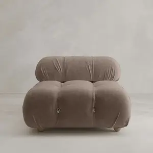 Belmont Modular Sofa Middle Module - Classic Modular Piece In Soft Brown Velvet