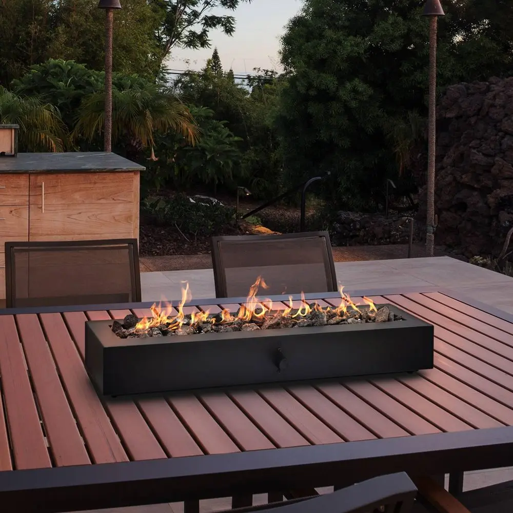 Threshold 28" Outdoor Deck Patio Tabletop Rectangular Fireplace Propane Fire Pit Threshold 28" Outdoor Deck Patio Tabletop Rectangular Fireplace Propane Fire Pit